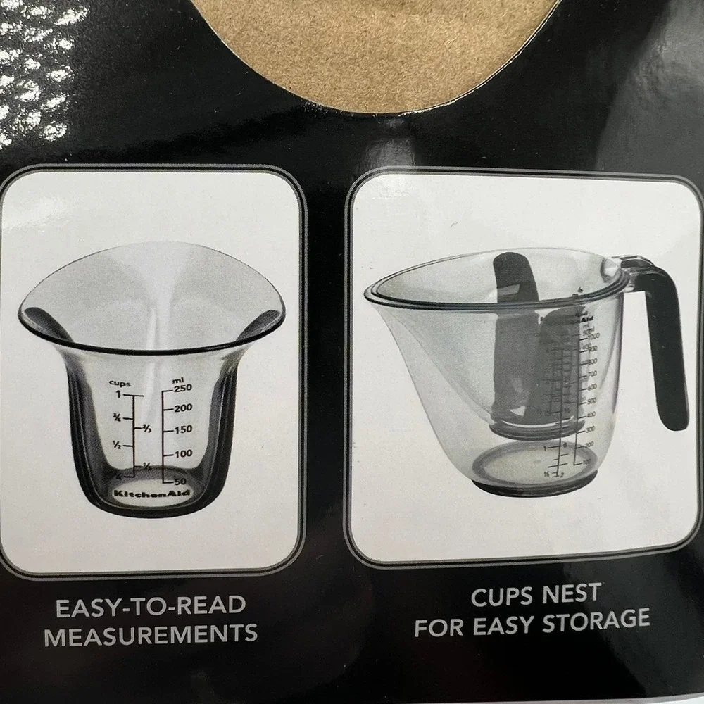 KitchenAid Measuring Jugs Set 3pc Teal Nesting Easy Pour Spouts New